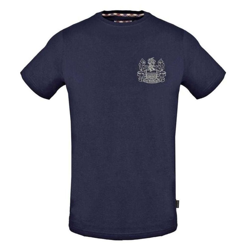 Aquascutum Mens Aldis Stitched Logo T-Shirt / Navy Blue